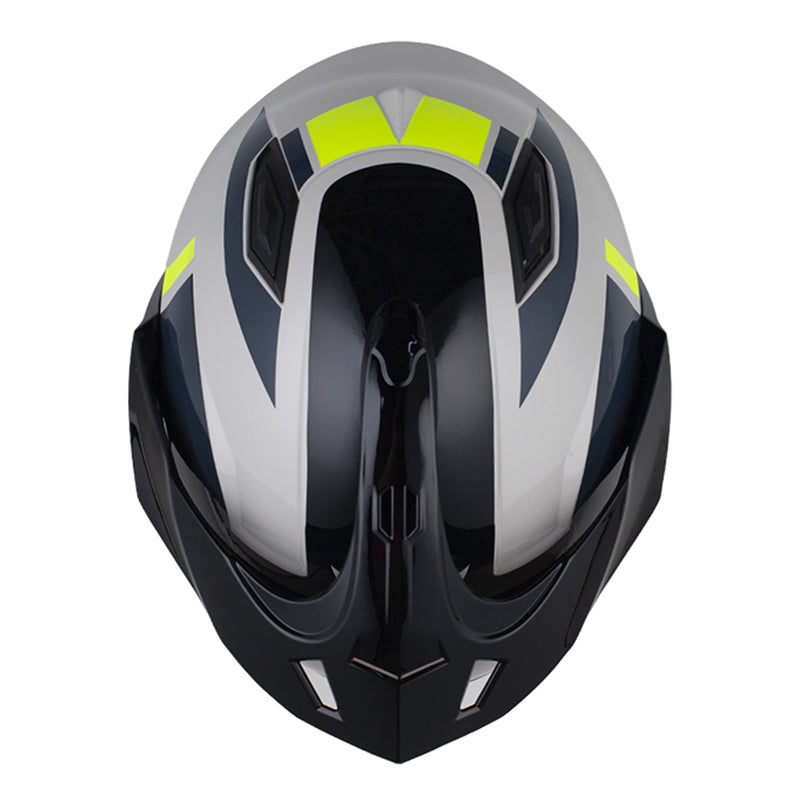 Casco Shaft 227 Trial Straiker Gris Claro Amarillo Visor Iridium Azul