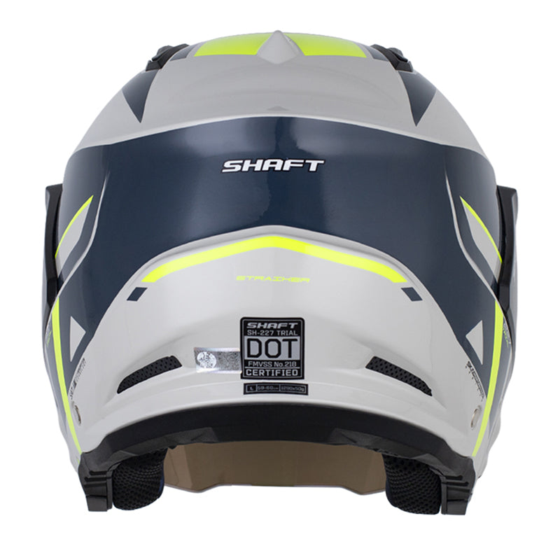 Casco Shaft 227 Trial Straiker Gris Claro Amarillo Visor Iridium Azul