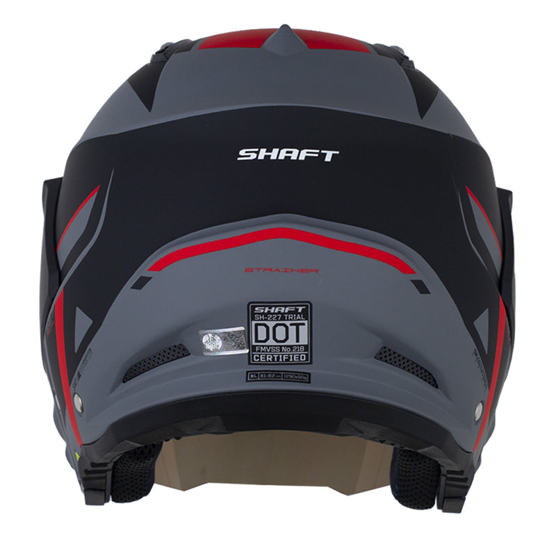 Casco Shaft 227 Trial Straiker Gris Oscuro Rojo Visor Iridium Azul