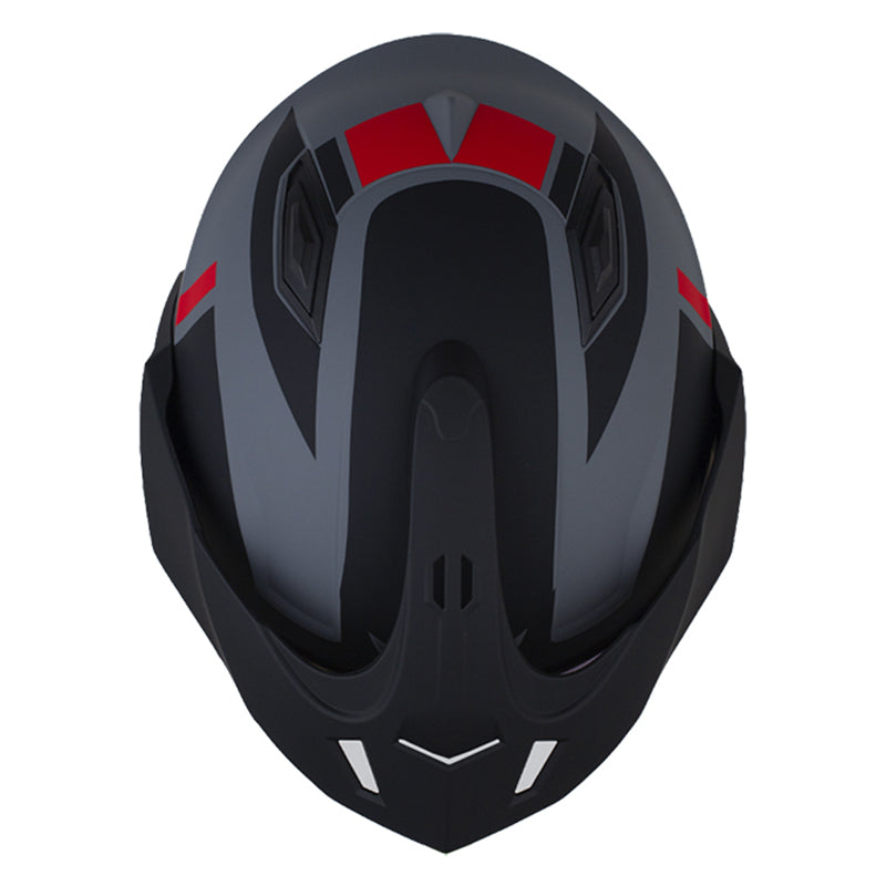 Casco Shaft 227 Trial Straiker Gris Oscuro Rojo Visor Iridium Azul