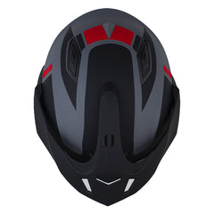Casco Shaft 227 Trial Straiker Gris Oscuro Rojo Visor Iridium Azul