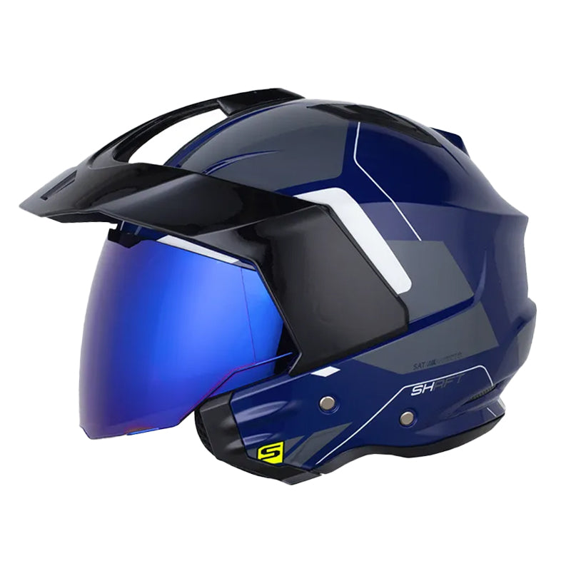 Casco Shaft 227 Trial Zant Azul Oscuro Blanco Visor Iridium Azul