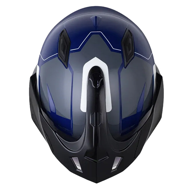 Casco Shaft 227 Trial Zant Azul Oscuro Blanco Visor Iridium Azul