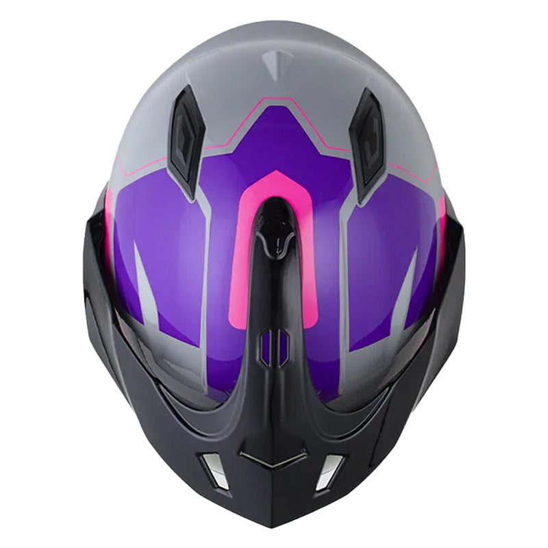 Casco Shaft 227 Trial Zant Gris Fucsia Visor Revo Morado