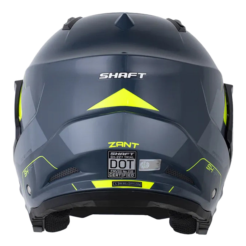 Casco Shaft 227 Trial Zant Gris Oscuro Amarillo Visor Iridium Azul