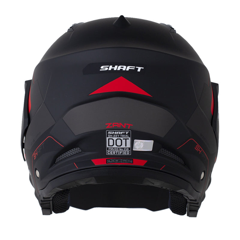 Casco Shaft 227 Trial Zant Negro Rojo Visor Iridium Azul