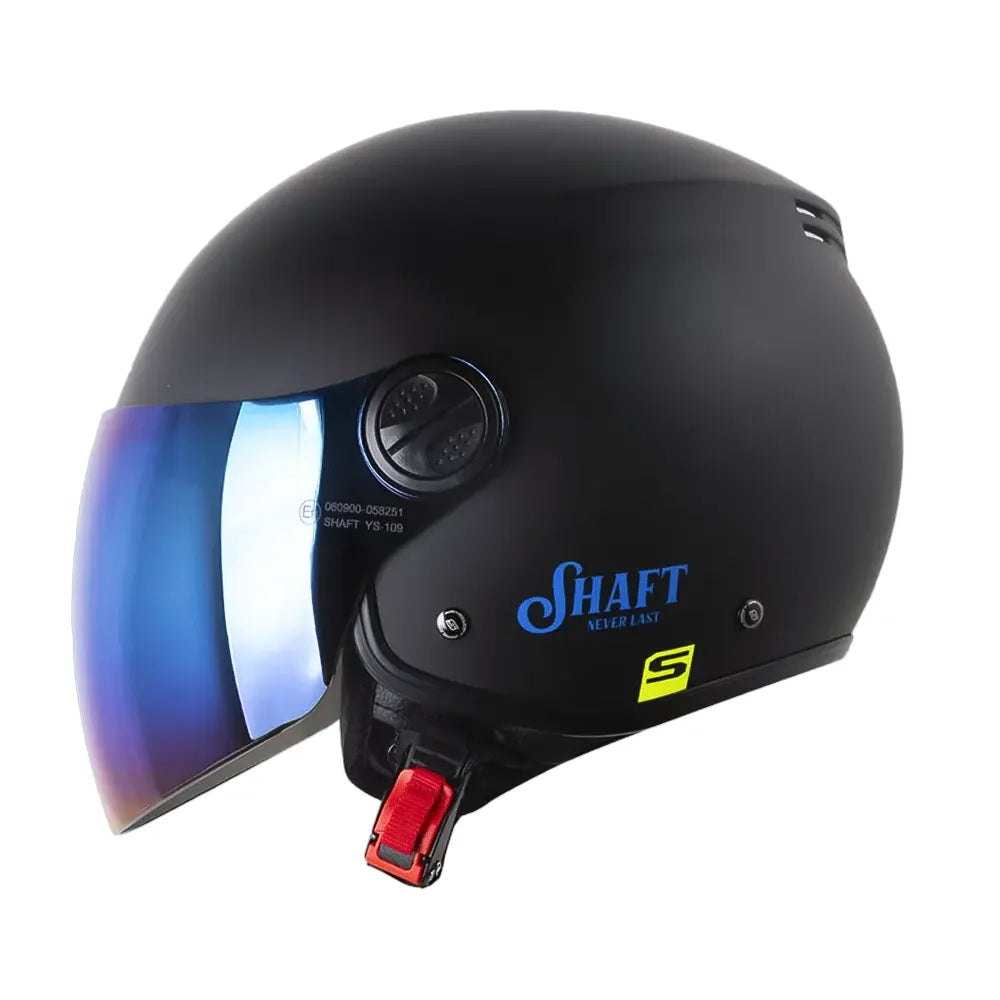 Casco Shaft 236 Roma Solid Negro Azul Visor Iridium Azul