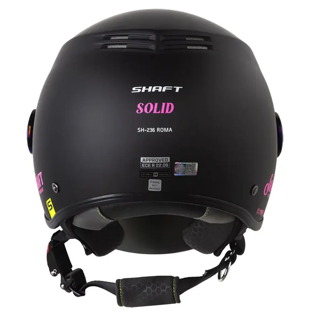 Casco Shaft 236 Roma Solid Negro Fucsia Visor Iridium Morado