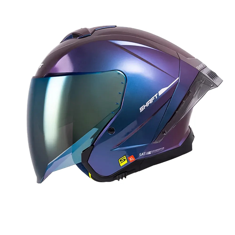 Casco Shaft 246 Sp Solid Camaleón Silver Visor Iridium Azul