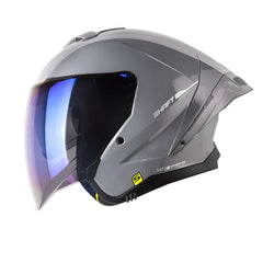 Casco Shaft 246 Sp Solid Gris Silver Visor Iridium Azul