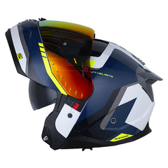 Casco Shaft 3540 Dv Lexx Blanco Azul Oscuro Visor Revo Rojo