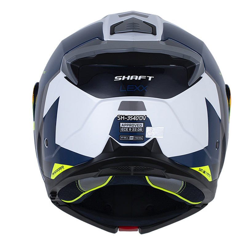 Casco Shaft 3540 Dv Lexx Blanco Azul Oscuro Visor Revo Rojo