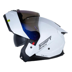 Casco Shaft 3540 Dv Solid Blanco Gris Oscuro Visor Iridium Azul