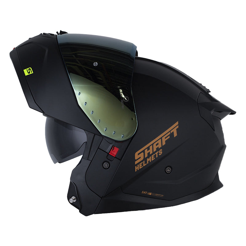Casco Shaft 3540 Dv Solid Negro Dorado Visor Iridium Dorado