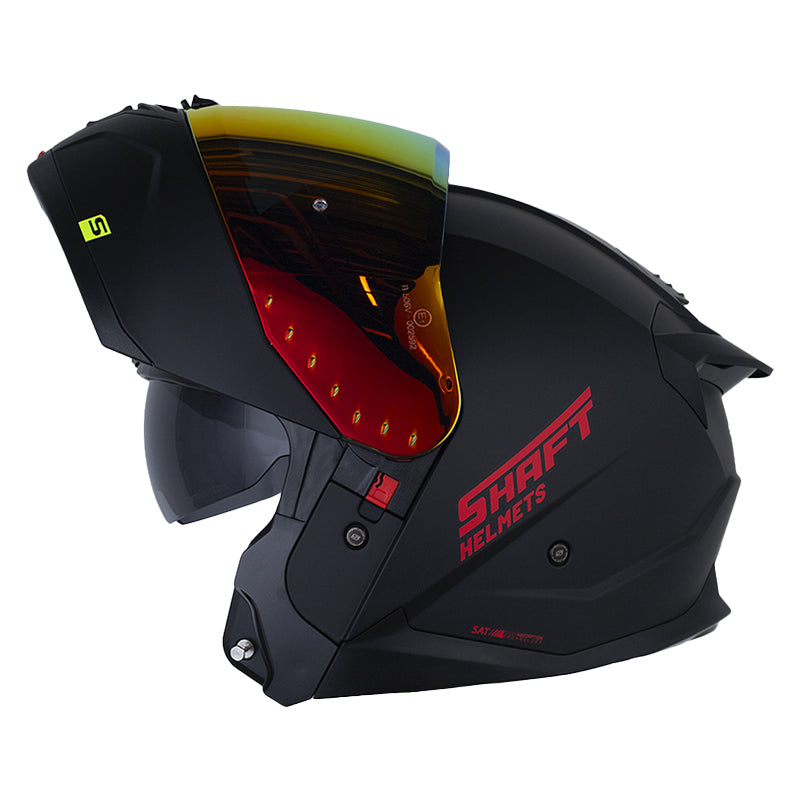 Casco Shaft 3540 Dv Solid Negro Rojo Visor Revo Rojo