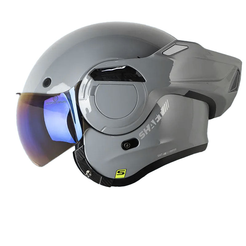 Casco Shaft 3610Dv Solid Gris Silver Visor Iridium Azul