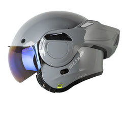Casco Shaft 3610Dv Solid Gris Silver Visor Iridium Azul