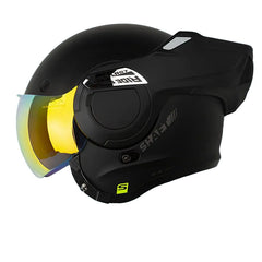 Casco Shaft 3610Dv Solid Negro Gris Visor Revo Rojo