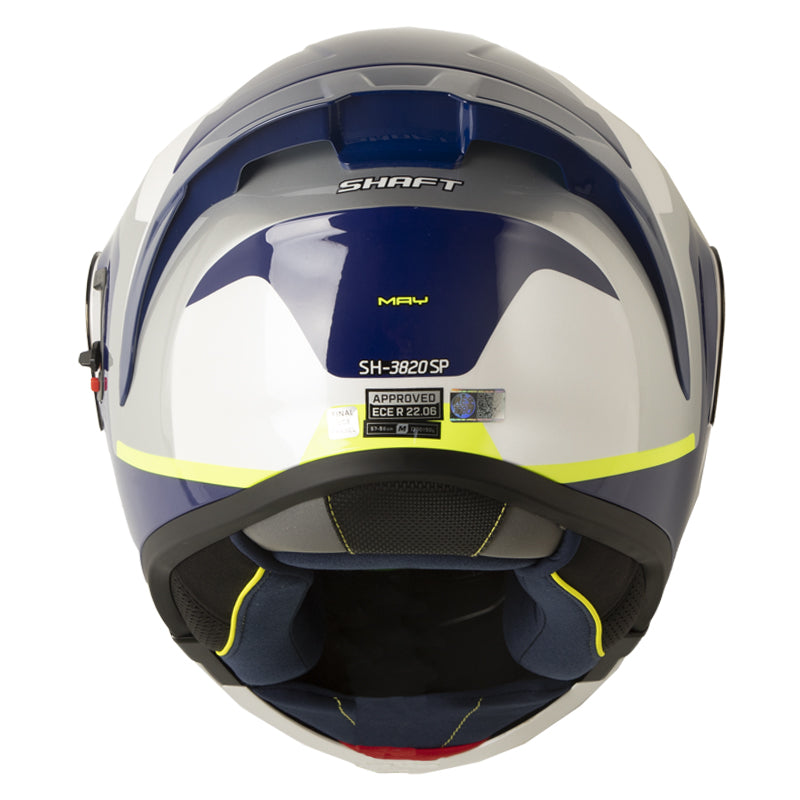 Casco Shaft 3820 Sp May Blanco Amarillo Visor Iridium Azul