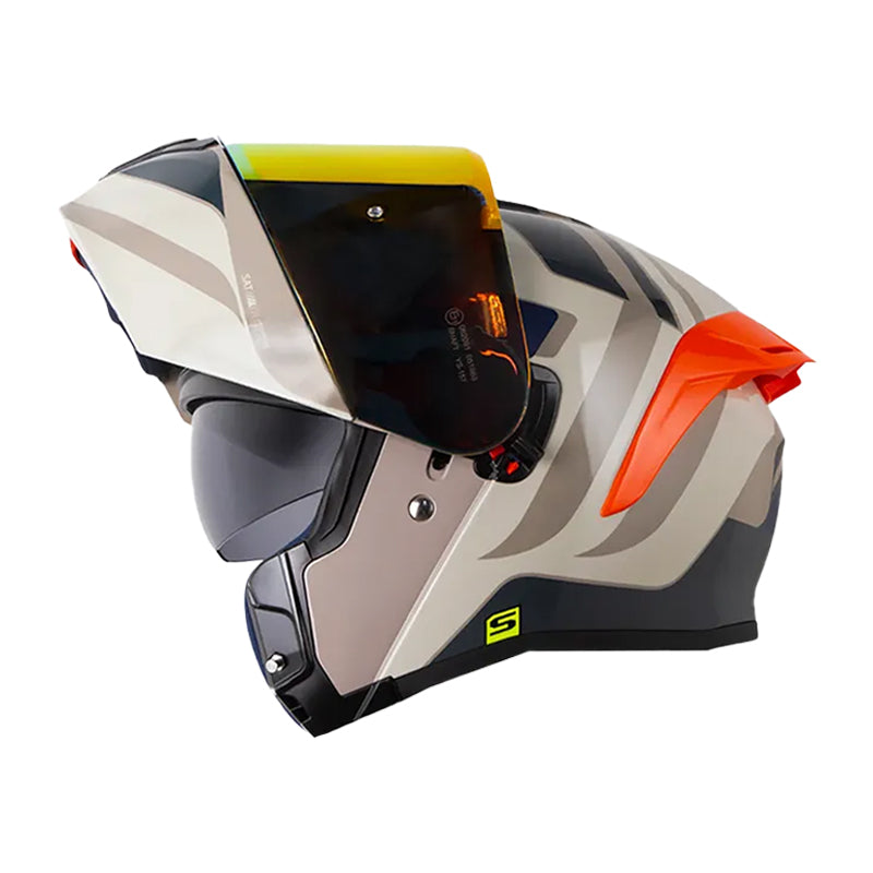 Casco Shaft 3820 Sp Mentox Arena Gris Oscuro Visor Revo Rojo