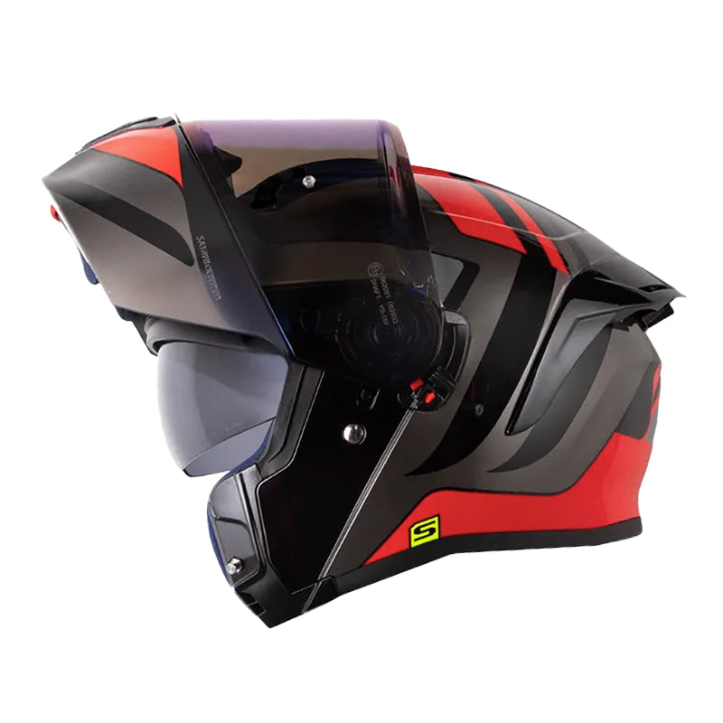 Casco Shaft 3820 Sp Mentox Negro Rojo Visor Iridium Azul