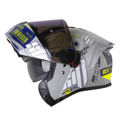 Casco Shaft 3820 Sp Ride_Fast Fest Gris Azul Visor Iridium Azul