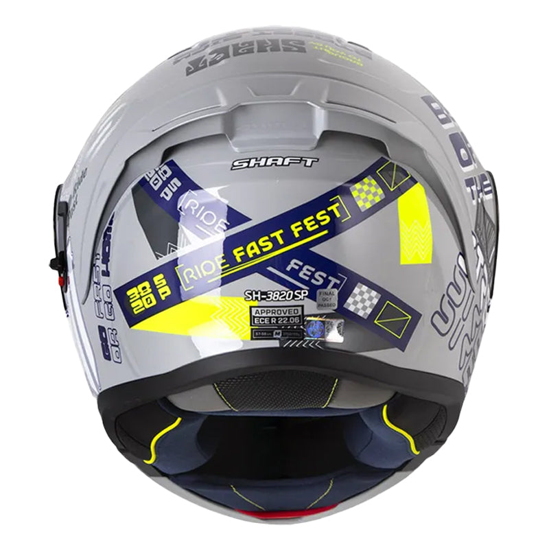 Casco Shaft 3820 Sp Ride_Fast Fest Gris Azul Visor Iridium Azul