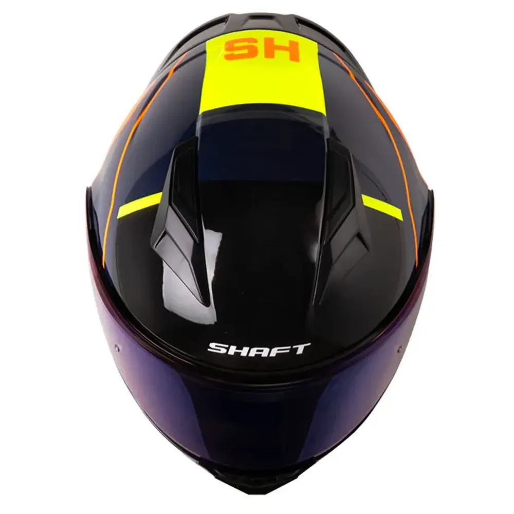 Casco Shaft 3820 Sp Seven Azul Oscuro Naranja Neón Visor Iridium Azul