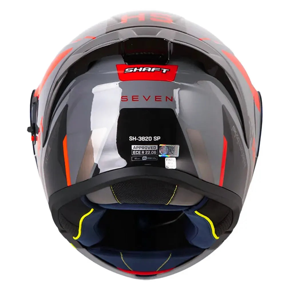 Casco Shaft 3820 Sp Seven Gris Oscuro Rojo Visor Iridium Rojo