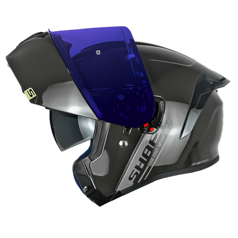 Casco Shaft 3820 Sp Solid Gris Oscuro Gris Visor Iridium Azul