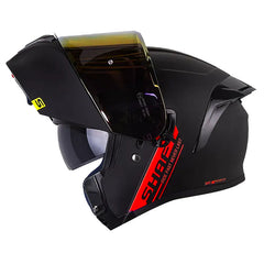 Casco Shaft 3820 Sp Solid Negro Rojo Visor Revo Rojo