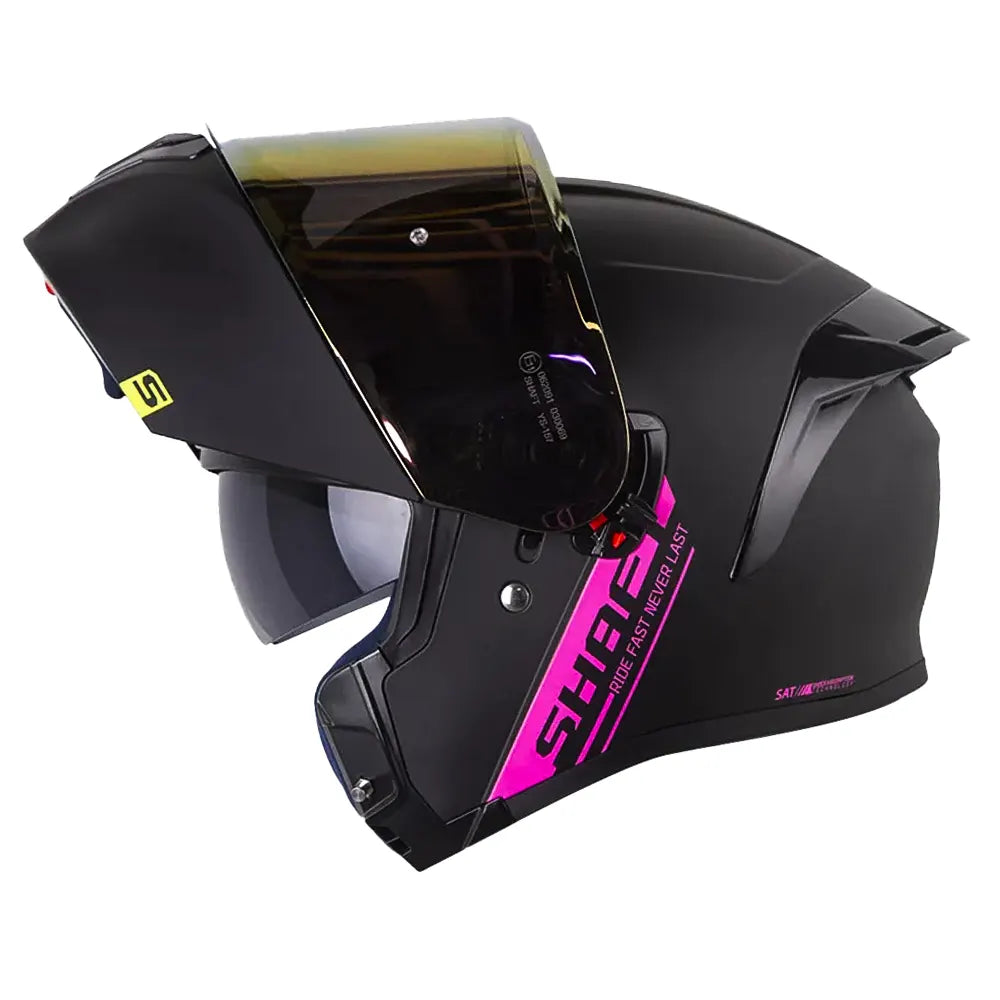 Casco Shaft 3820 Sp Solid Negro Fucsia Visor Iridium Morado