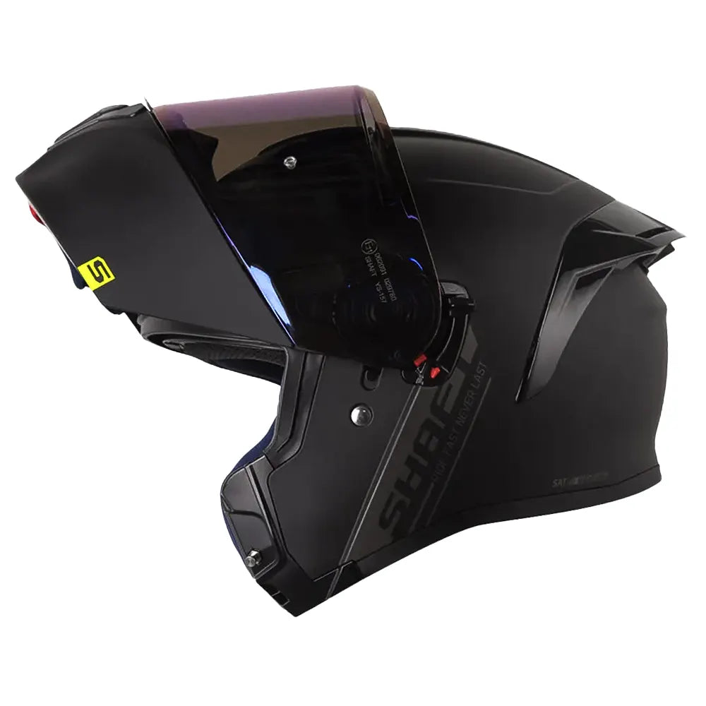 Casco Shaft 3820 Sp Solid Negro Gris Visor Iridium Azul