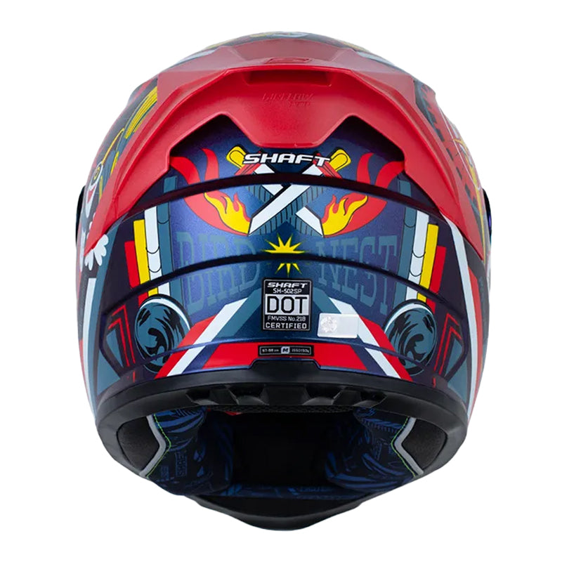 Casco Shaft 502sp Bird Nest Camaleon Azul Visor Revo Rojo