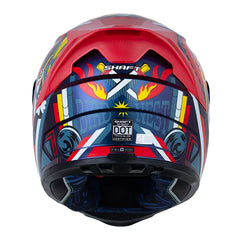 Casco Shaft 502sp Bird Nest Camaleon Azul Visor Revo Rojo