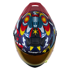 Casco Shaft 502sp Bird Nest Camaleon Azul Visor Revo Rojo