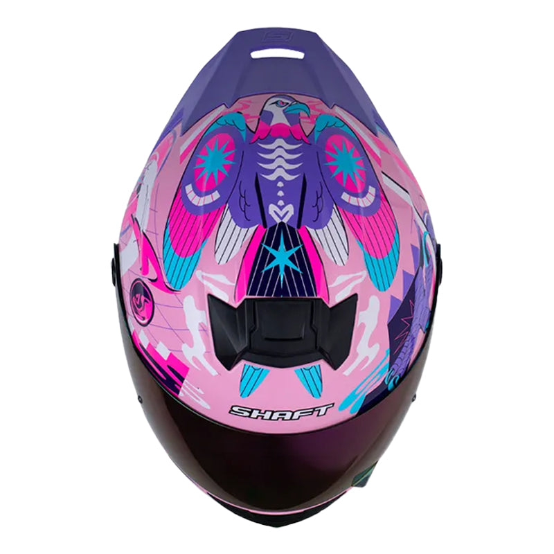 Casco Shaft 502sp Bird Nest Rosado Morado Visor Revo Morado