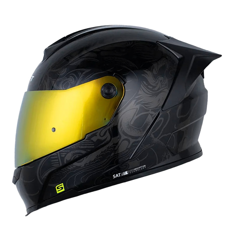 Casco Shaft 502sp Thunder Negro Gris Oscuro Visor Iridium Dorado
