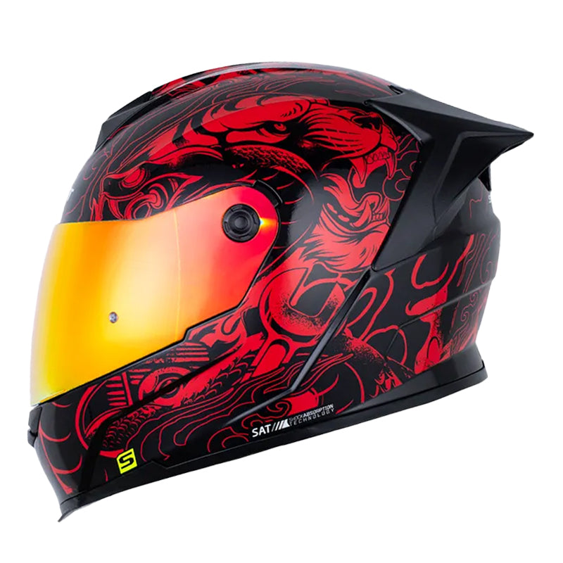 Casco Shaft 502sp Thunder Negro Rojo Visor Revo Rojo