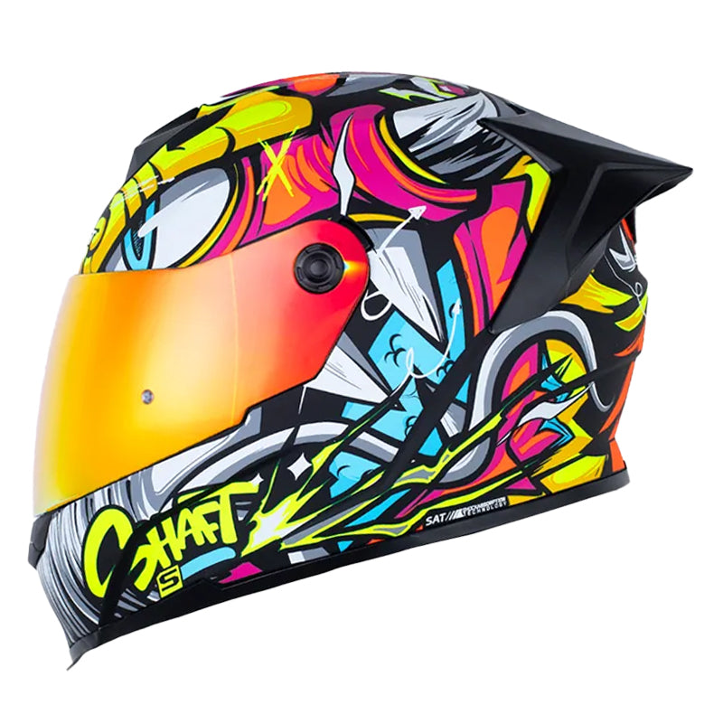 Casco Shaft 502sp Zteph Negro Amarillo Visor Revo Rojo