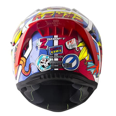 Casco Shaft 504 Dv Crazy Comic Azul Rojo Visor Iridium Rojo