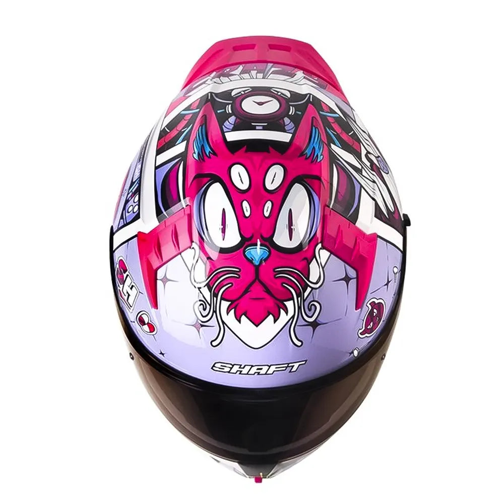 Casco Shaft 504 Dv Crazy Comic Morado Visor Iridium Morado