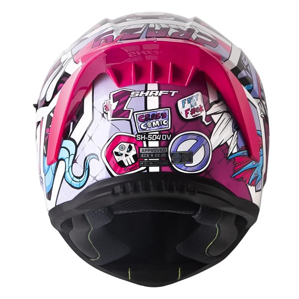 Casco Shaft 504 Dv Crazy Comic Morado Visor Iridium Morado