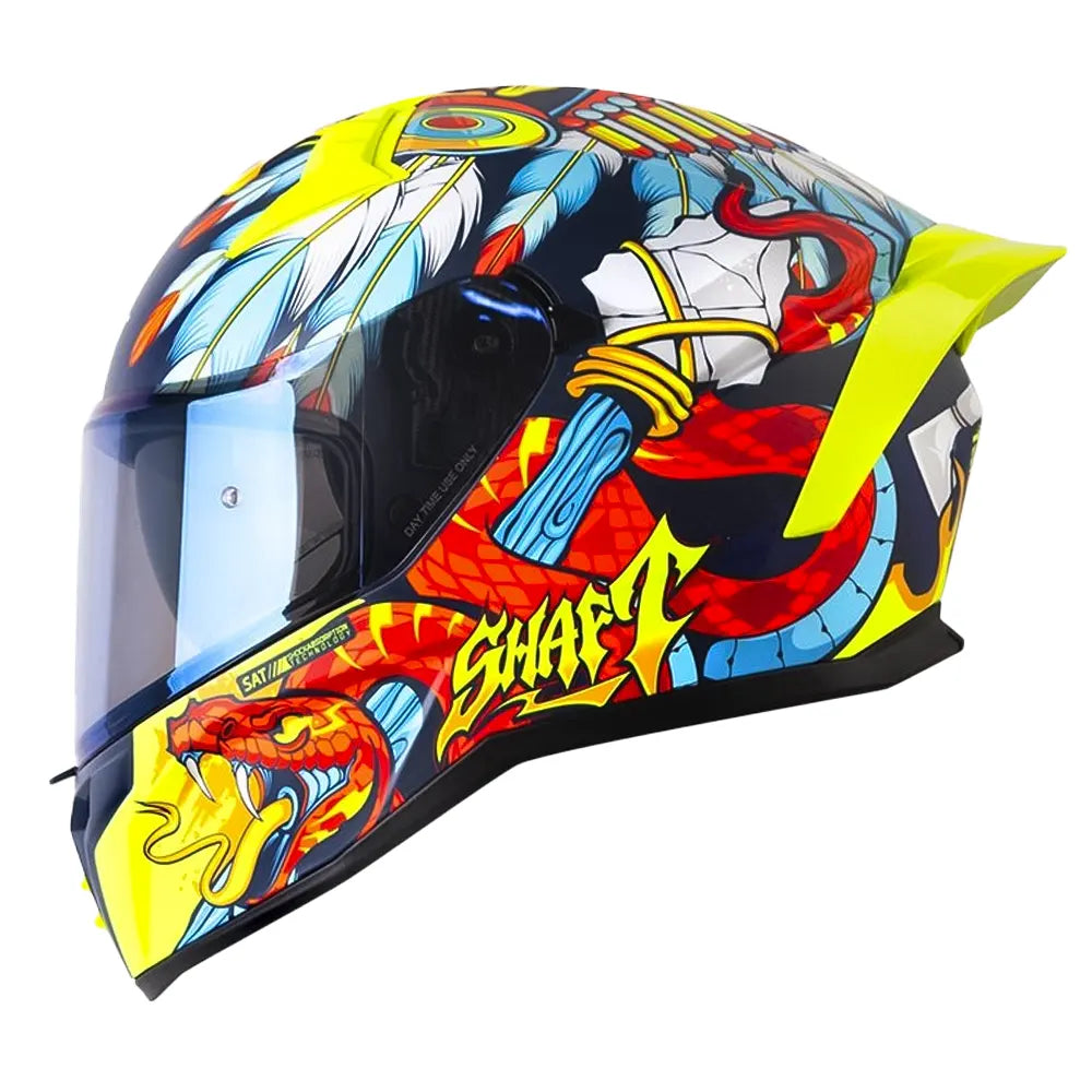 Casco Shaft 504 Dv Jashtes Azul Amarillo Neón Visor Iridium Azul