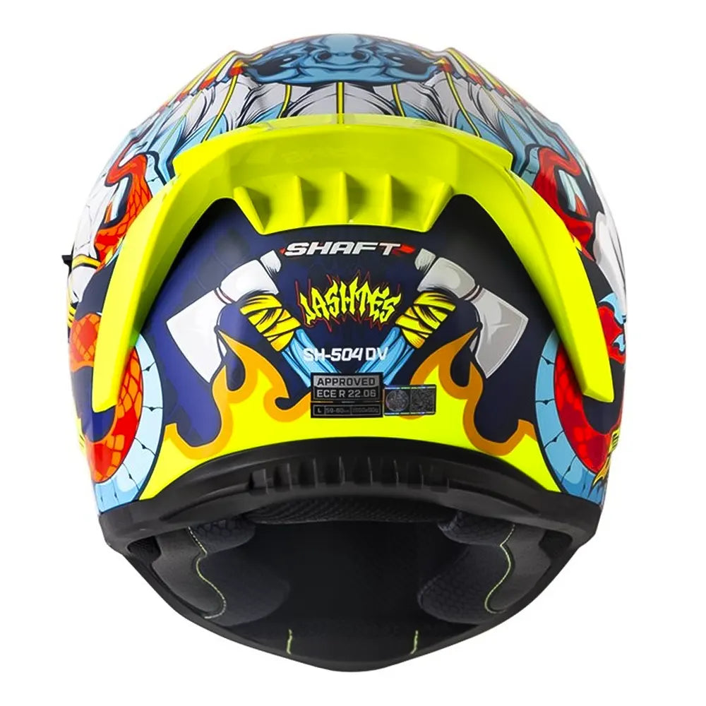 Casco Shaft 504 Dv Jashtes Azul Amarillo Neón Visor Iridium Azul