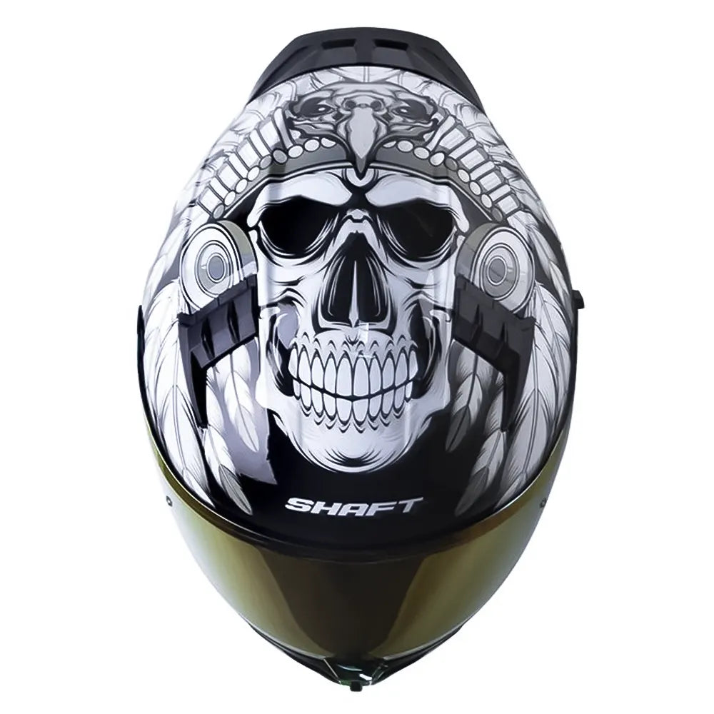 Casco Shaft 504 Dv Jashtes Negro Blanco Visor Iridium Dorado