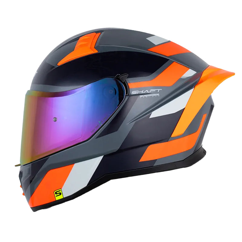 Casco Shaft 504 Lue Gris Oscuro Naranja Visor Iridium Rojo