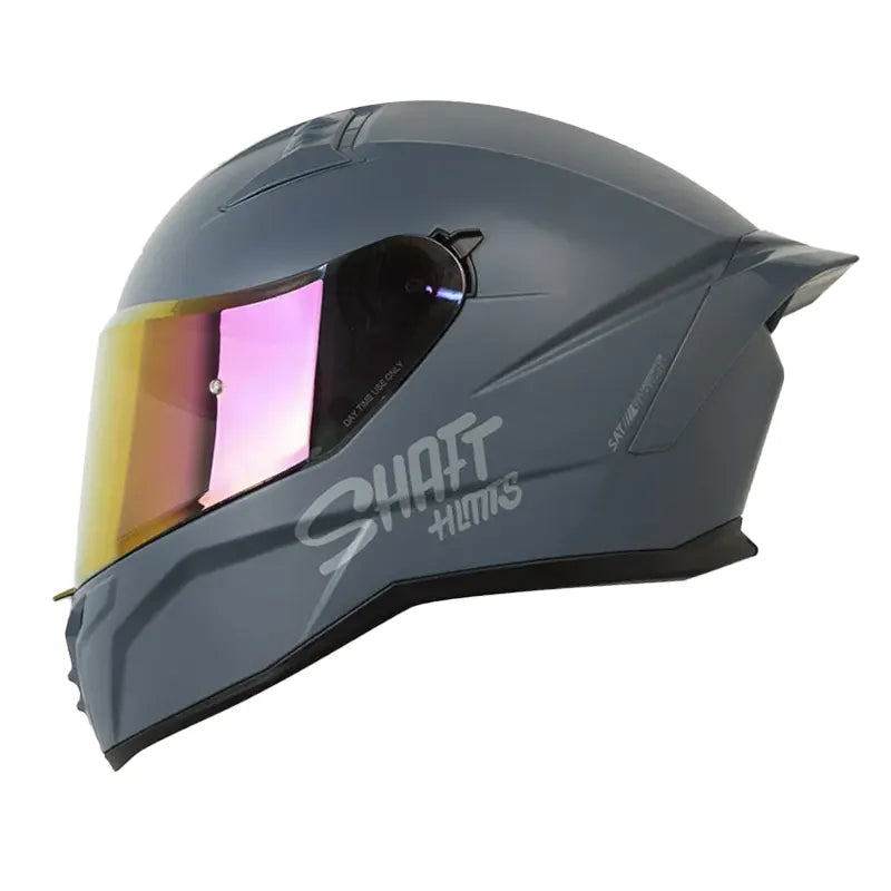 Casco Shaft 504 Solid Gris Oscuro Visor Iridium Rojo