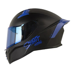 Casco Shaft 504 Solid Negro Azul Visor Iridium Azul
