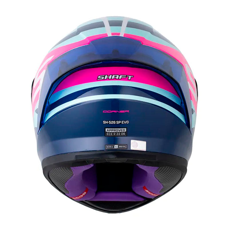 Casco Shaft 526Sp Evo Corner Azul Fucsia Visor Iridium Azul